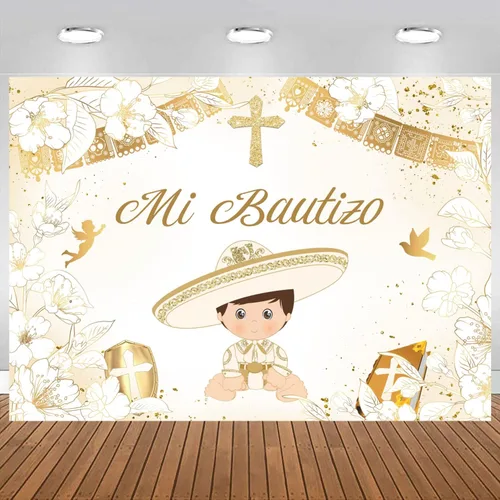 Withu Telón de fondo dorado Mi Bautizo para niño, paloma, Santa Biblia, Cruz, Primera Comunión, sesión de fotos para niños, ceremonia cristiana