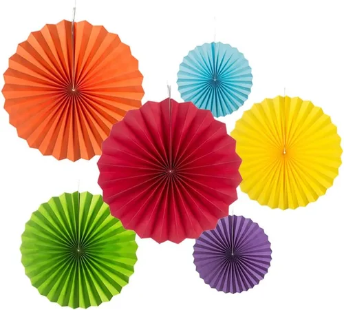 Miniatura 22 de MOWO Abanicos de papel negro para colgar decoración (negro, 6 piezas)