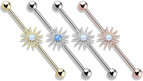 Miniatura 3 de Covet Jewelry Opal Center Sunburst 316L - Piercing industrial de acero quirúrgico