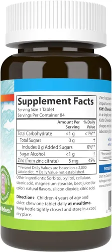 Miniatura 2 de Carlson - Zinc masticable para niños, 5 mg, soporte para la salud, sabor natural de bayas mixtas, 84 tabletas