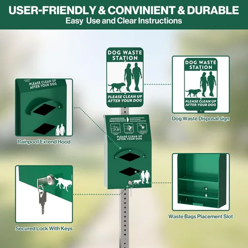 Miniatura 3 de Dispensador de bolsas de aluminio para perros al aire libre con letrero de recogida después de tu perro, dispensador de bolsas de excremento montado