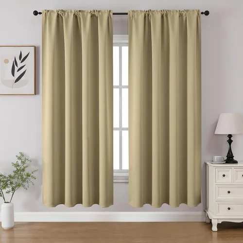 Miniatura 57 de CUCRAF - Cortinas opacas beige de 45 pulgadas, juego de 2 paneles con bolsillo para barra, cortinas para oscurecer dormitorios y sala de estar