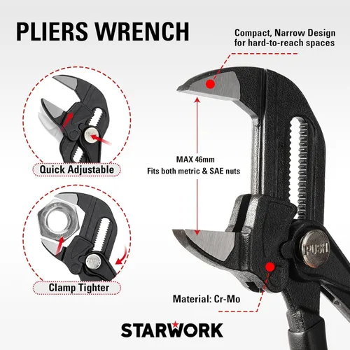 Miniatura 5 de STARWORK TRUE MECHANIC™ Juego de herramientas mecánicas de 312 piezas y juego de zócalos, profesional 【Llave de alicates】SAE/métrica