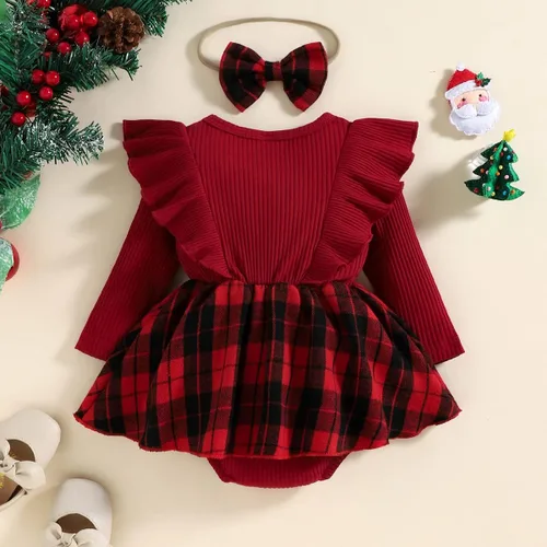 Miniatura 14 de Mameluco de Navidad para niñas recién nacidas, falda de malla de terciopelo rojo, traje de primera Navidad, regalo de Navidad