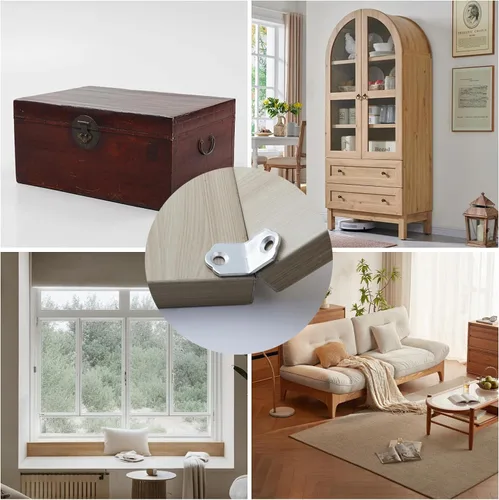 Miniatura 5 de MY MIRONEY 40 unids soportes de esquina anti hierro invertido hoja muebles hardware plata 135 grados esquina junta esquina apoyos