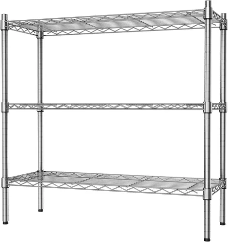 Auslar Estantes de alambre de almacenamiento de 3 estantes, resistentes de 3 niveles, estantes de pie, organizador de metal ajustable, estante de