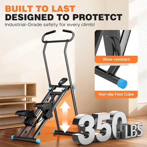 Miniatura 3 de Stair Stepper for Home Gym, 350 lbs Capacity Cardio Machine with Adjustable Height, Non-Slip Pedals, LCD Display, Foldable Design for Full Body