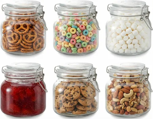 Miniatura 14 de Juego de 6 tarros de especias de vidrio de 4 onzas con tapas herméticas y etiquetas, pequeños frascos de condimentos para especias, hierbas