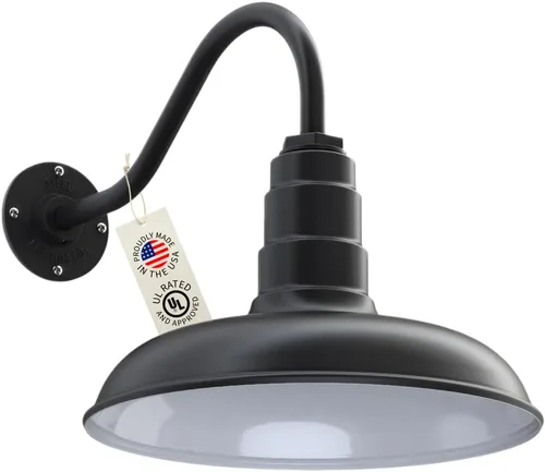 Miniatura 67 de Steel Lighting Co. Topanga - Luz de granero Montaje en pared al aire libre Domo de 14 pulgadas Cuello de cisne de 11 pulgadas Luz de garaje