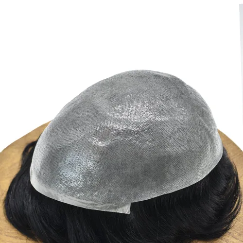 Miniatura 5 de Toupee - Sistema de cabello de piel ultrafina para hombre, cabello humano negro, marrón, rubio, gris, con bucle en V