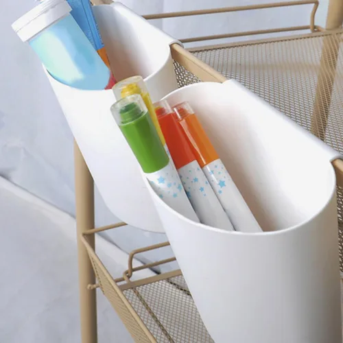 Miniatura 5 de Zerodeko Soporte para tazas colgantes, organizador de carrito rodante, accesorios de 4 piezas, cesta de almacenamiento, cubo colgante, contenedores