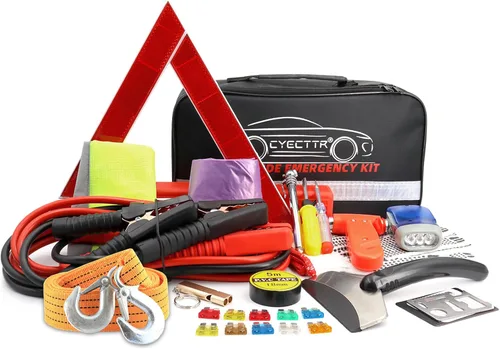 Miniatura 7 de Kit de emergencia en carretera para automóvil, kit de asistencia lateral de emergencia para camiones con cables de puente, martillo de seguridad
