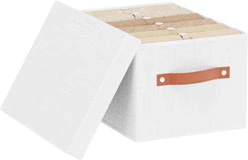 Miniatura 9 de Contenedor de almacenamiento plegable, caja de almacenamiento de 10.2 x 7.8 x 6.7 pulgadas con tapa, organizador de armario para organizar con asas