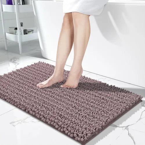 Miniatura 81 de Yimobra Alfombras de Baño Antideslizantes Lavables - Alfombra de Baño de Chenilla Ultra Suave Absorbente, Alfombra Peluda de Secado Rápido para Negro