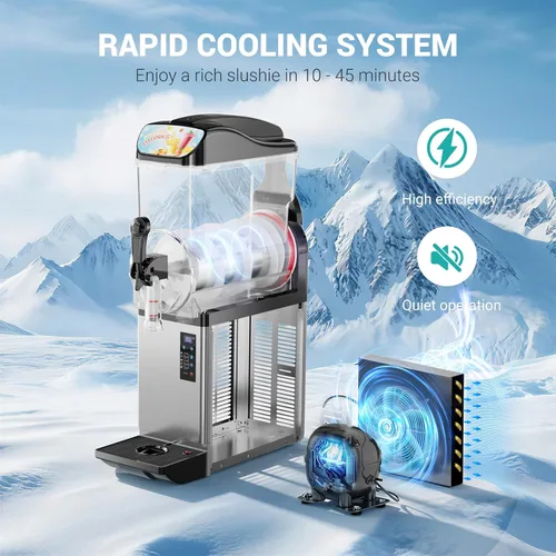 Miniatura 4 de Máquina comercial de granizado de 15L con luz LED, 15L × 1 Tanques Máquina comercial de bebidas congeladas, Máquina de granizado de margarita