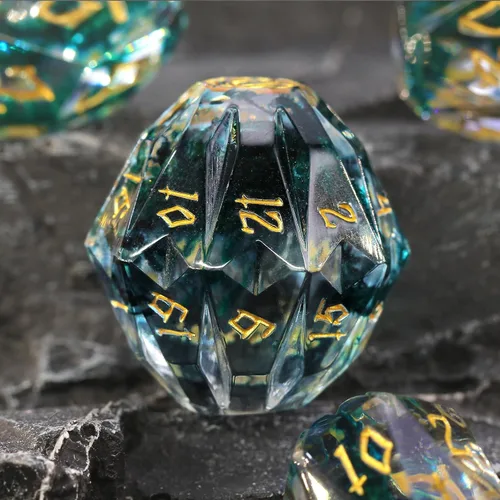 Miniatura 21 de FONVGOGO Dados Ojo de Dragón para Mazmorras y Dragones, Juego de Dados de Resina de Borde Afilado con Núcleo Líquido D&D Dados Poliédricos del Ojo