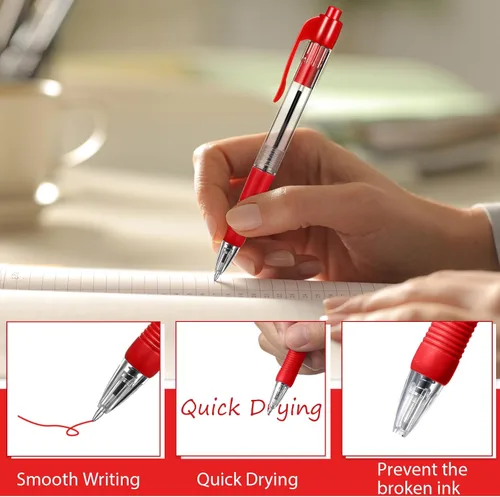 Miniatura 3 de Fainne Paquete de 200 Bolígrafos Retráctiles de Punta de Bola 1.0 mm Punta Media Recargables de Escritura Suave con Clic y Agarre para Trabajo Tinta