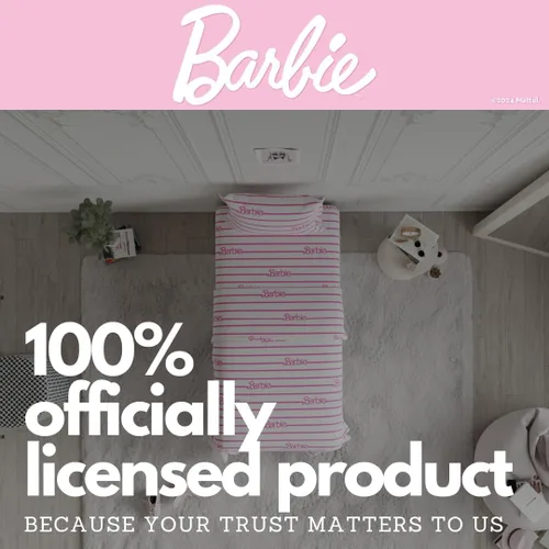 Miniatura 5 de Franco - Juego de sábanas tamaño individual de 3 piezas de Barbie Logo, muy suave y acogedor, de microfibra, (producto oficialmente licenciado) por