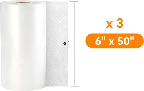 Miniatura 2 de 【2024 Nuevo】6" x 50' 3 Rollos, Rollos de Bolsas Selladoras al Vacío para Alimentos, Excelentes para Almacenamiento de Alimentos, Sous Vide