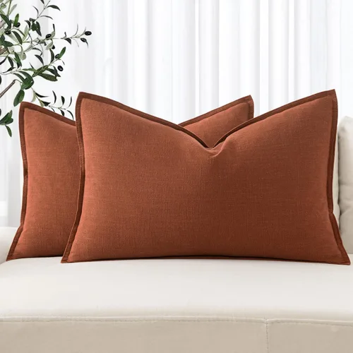 Miniatura 38 de MIULEE - Juego de 2 fundas de almohada decorativas de lino, estilo bohemio, rústico, neutral, para sofá, cama, 16 x 16 pulgadas, color marrón
