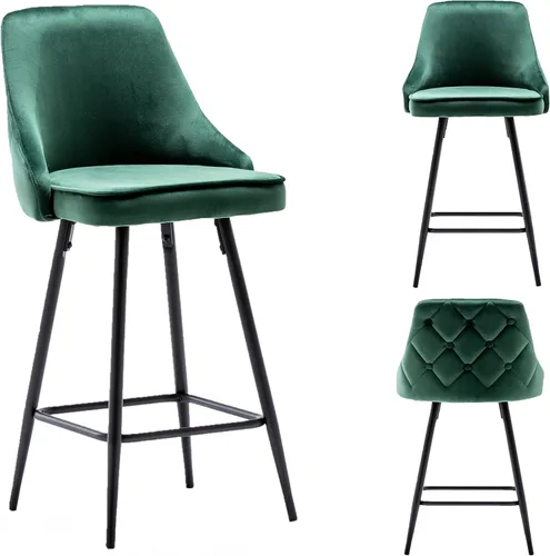 Miniatura 10 de BTEXPERT Juego de 2 sillas de bar de comedor tapizadas de alta calidad de 25 pulgadas de altura, taburetes de bar con respaldo alto, taburetes