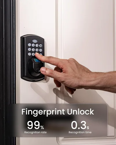 Miniatura 4 de DESLOC A100F - Cerradura de teclado con huella digital para puerta de entrada, cerradura inteligente sin llave, cerrojo para puerta delantera, fácil
