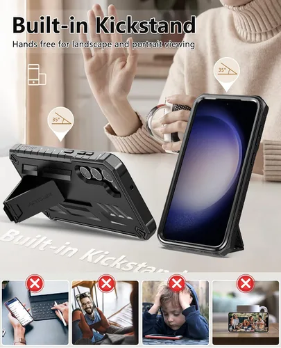 Miniatura 6 de FNTCASE Funda para Samsung Galaxy S23+Plus: funda protectora texturizada de doble capa y carcasa de TPU resistente con soporte Protección contra