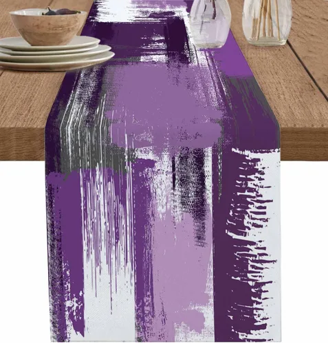 Miniatura 24 de Zigzi - Bufandas de mesa azules, textura de mármol a rayas grises de Zigzi, camino de mesa de comedor, decoración de mesa rectangular lavable