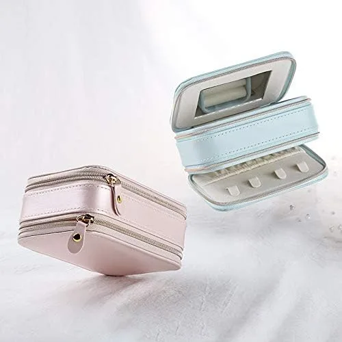 Miniatura 2 de Mini joyero, organizador de joyas de viaje y estuche de almacenamiento (azul)