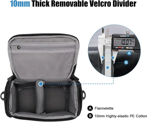 Miniatura 2 de CADeN - Bolso cruzado para cámara compacta compatible con cámaras y lentes Nikon, Canon, Sony SLR/DSLR sin espejo, resistente al agua (1.0 S, Negro)