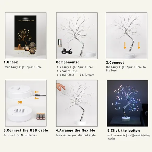 Miniatura 4 de Lámpara de árbol de hadas centelleante, lámpara de árbol espíritu, lámpara de árbol de bonsái, árbol de luces de hadas, bonita decoración estética
