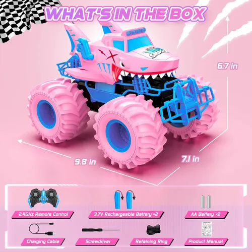 Miniatura 2 de Coche de control remoto de tiburón impermeable, autos RC anfibios 1:16 4WD todo terreno todoterreno Monster Trucks juguetes, camiones RC juguetes