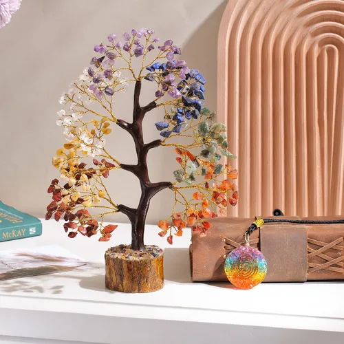 Miniatura 8 de FASHIONZAADI Árbol de cristal de 7 chakras, Feng Shui, árbol de la hermana, regalo de oficina de cumpleaños, cristales de energía, regalos Árbol