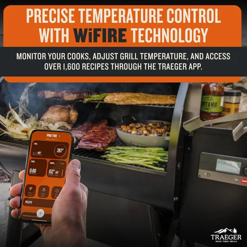 Miniatura 6 de Traeger Grills Pro 780 - Parrilla y ahumador de pellets de madera, combo de parrilla de pellets BBQ 6-en-1, ahumador eléctrico conectado a WiFi