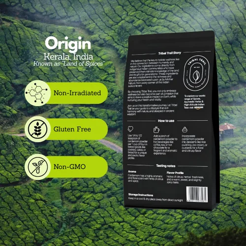 Miniatura 6 de Tribal Trail Cardamomo orgánico molido 4.02 onzas USDA Orgánico y sin OMG De origen ético de Kerala, India Bolsas de papel kraft reciclables
