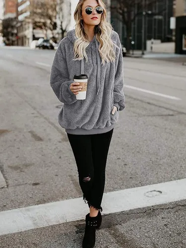 Miniatura 4 de Century Star Sudaderas con capucha para mujer, con cremallera, forro polar, suéter de sherpa, abrigo esponjoso