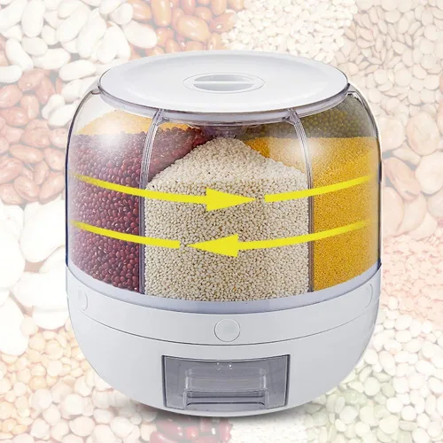 Miniatura 9 de DYRABREST Dispensador de cereales de 6 rejillas, contenedor de almacenamiento de alimentos giratorio de 360°, 22.0 lbs/22 libras, dispensador