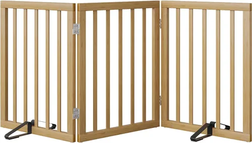 Miniatura 35 de Puerta plegable negra para mascotas de 18-55 pulgadas para escaleras y puertas, valla de puerta para cachorros
