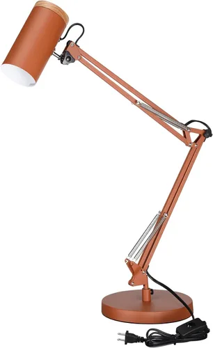 Miniatura 8 de TORCHSTAR Lámpara de escritorio alta con brazo oscilante con acento de madera, tamaño grande ajustable altura máxima de 31 pulgadas, lámpara