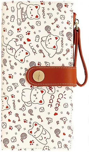 Miniatura 24 de Farcauo Billetera para mujer, billetera delgada para mujer, linda cartera delgada Kawaii con flores para mujer, tarjetero para mujer, Cartera
