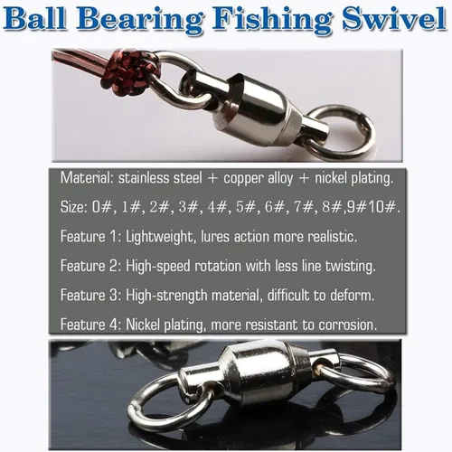 Miniatura 2 de AMYSPORTS Cojinete con Rodamiento de Bolas Conector de Alta Resistencia Anillos Soldados Sólidos de Acero Inoxidable Eslabones Giratorios para Pesca