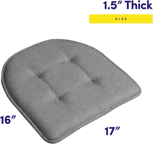 Miniatura 2 de Sweet Home Collection - Cojín de espuma viscoelástica para silla, con capitoné, parte trasera de goma antideslizante, en forma de U, de 17 x 16 Gris