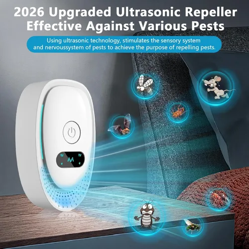 Miniatura 2 de Repelente ultrasónico de plagas, paquete de 6 – Repelente electrónico de plagas con 3 modos – Repelente ultrasónico de roedores e insectos