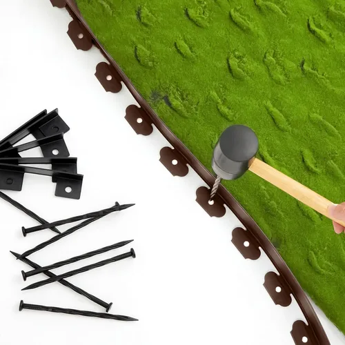 Miniatura 5 de Sasylvia Kit de bordes de paisaje de 1.5 pulgadas x 200 pies, bobina de borde sin excavación, incluye picos de anclaje, 10 conectores, borde