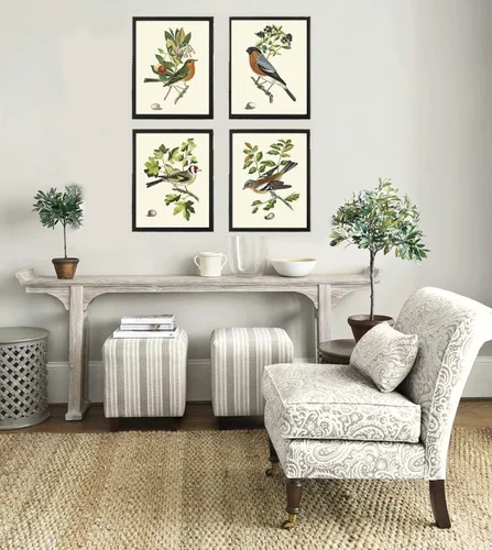 Miniatura 2 de LoveThePrint Beautfiul - Juego de 4 impresiones artísticas de pared de pájaros, bosque antiguo, al aire libre, naturaleza, ciencias naturales