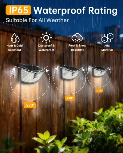 Miniatura 2 de Aootek Luces solares con sensor de movimiento, 120 luces LED con reflector de luces, gran angular de 270°, impermeable IP65, luces de paso