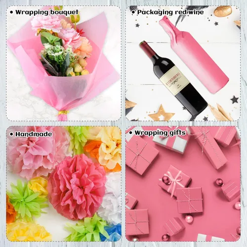 Miniatura 5 de NEBURORA 120 hojas de papel de seda de regalo rosa intenso, 14 x 20 pulgadas, paquete a granel para bolsas de regalo, boda, baby shower, decoración
