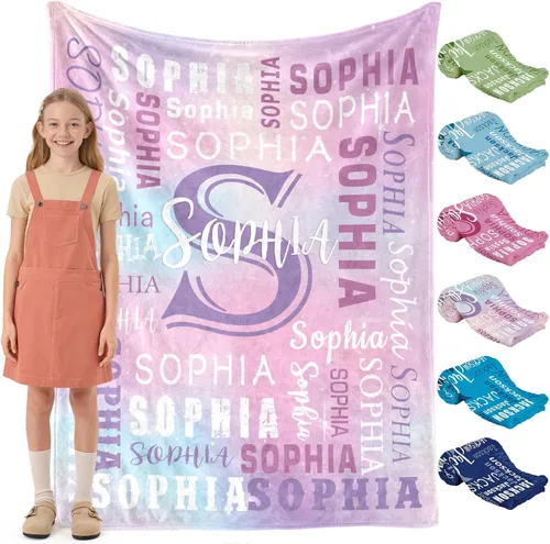 Miniatura 13 de Envío al día siguiente, manta personalizada para niños adolescentes - impresa en EE. UU., manta de franela con nombre personalizado, mantas