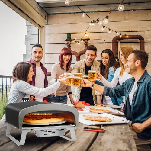 Miniatura 7 de Horno de pizza a gas con piedra giratoria automática, horno portátil de gas propano para cocinar al aire libre, cocina, patio, fiesta, playa