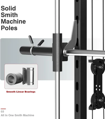 Miniatura 7 de DONOW Smith - Máquina con pilas de pesas, sistema de gimnasio en casa multifunción, jaula de potencia, estante para sentadillas, máquina cruzada
